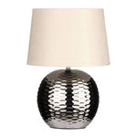 Amiya Dimple Effect Table Lamp In Chrome With Fabric Shade