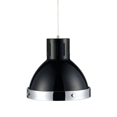 Jasper Black and Chrome Bell Shaped Pendant Light