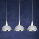 Vermont Three Shutter Grey and Chrome Shade Pendant Light