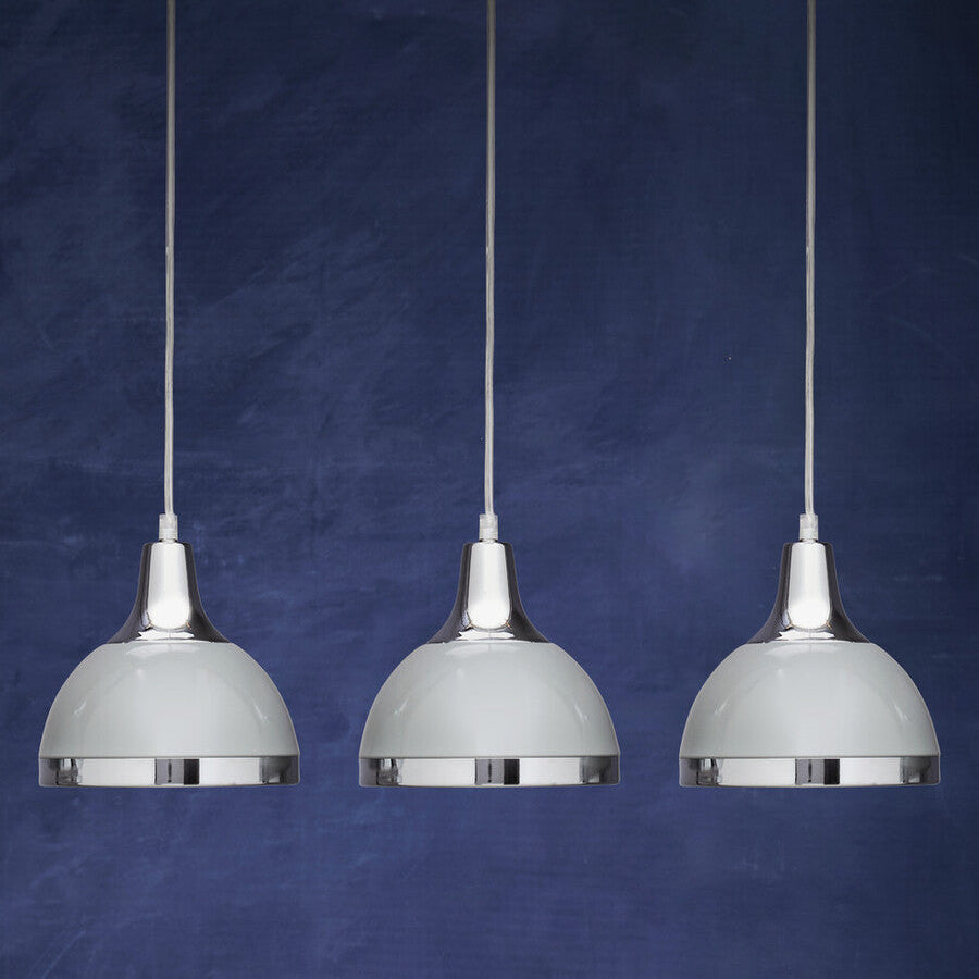 Vermont Three Shutter Grey and Chrome Shade Pendant Light