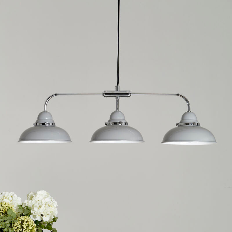 Jasper 3 Shades Light Grey And Chrome Pendant Light