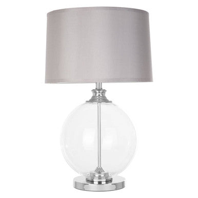 Edna Small Clear Glass Table Lamp with Silver Silk Shade
