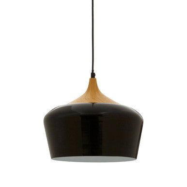 Blayne Black Metal And Wood Pendant Light