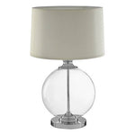 Edna Small Round Glass Table Lamp Ivory Silk Shade