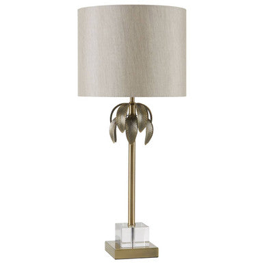 Herta Antique Brass Palm Tree Design Table Lamp