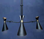 Linox 3 Shade Black And Gold Bent Arm Pendant