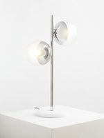 Revive Two Light Chrome and White Marble Table Lamp