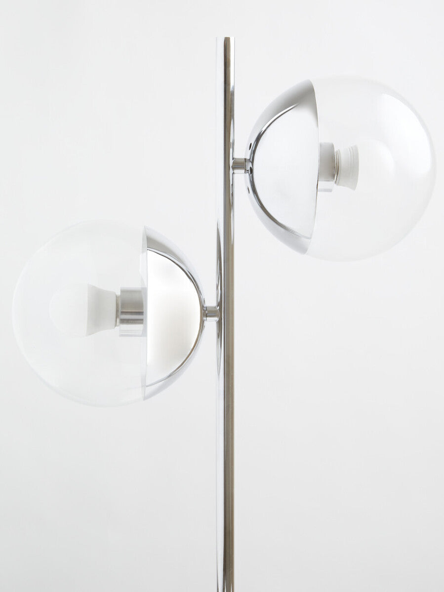 Revive Two Light Chrome and White Marble Table Lamp