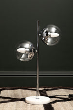 Revive Two Light Chrome and White Marble Table Lamp