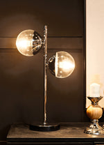 Revive Two Light Chrome and White Marble Table Lamp