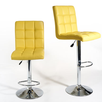 Juno Adjustable Faux Leather Bar Stools - Set Of 2 - Mustard