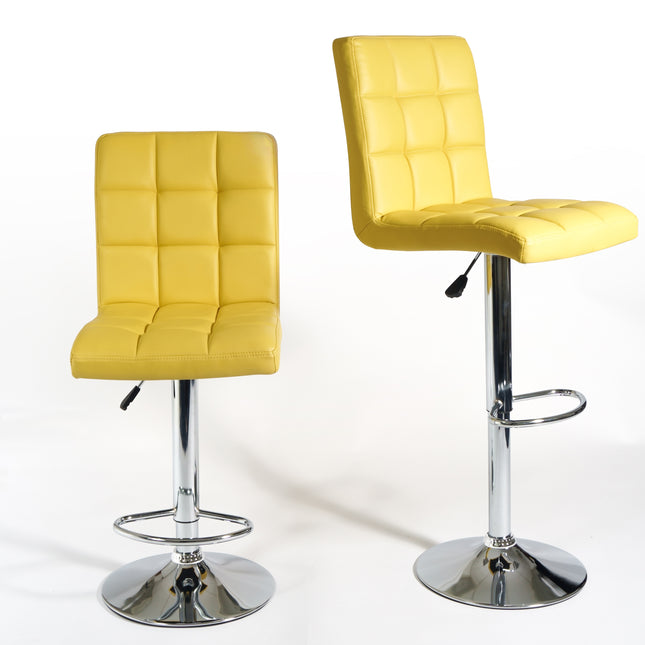 Juno Adjustable Faux Leather Bar Stools - Set Of 2 - Mustard Clearance