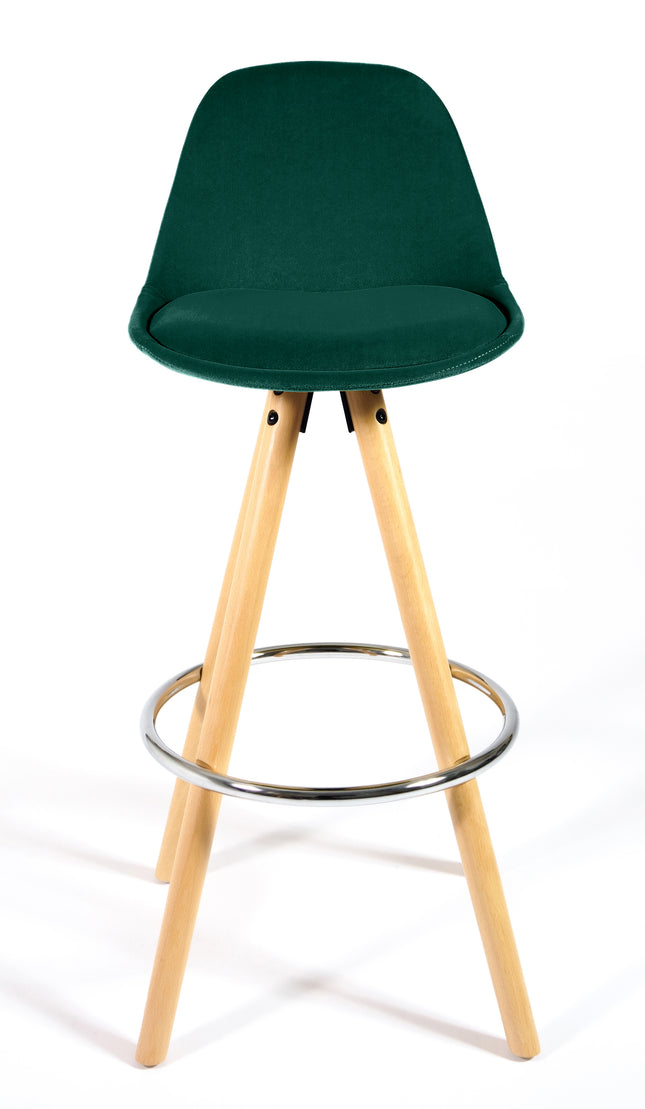 Barcelona Bar Stools Matte Velvet - Emerald Green