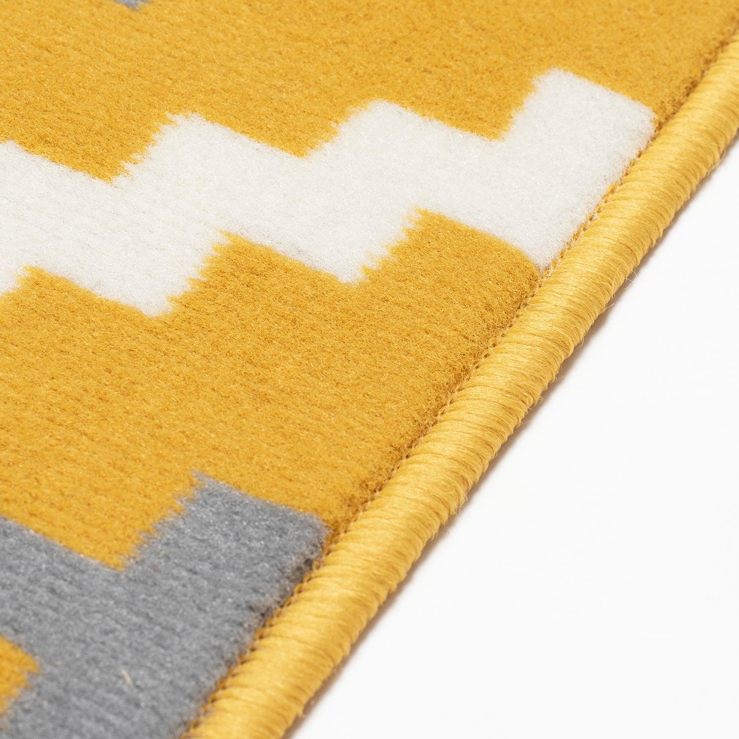 Stair Runner Hard Wearing Kitchen Mat - Texas Yellow & Grey Geometric Tiles Stair Runner Rug Masters