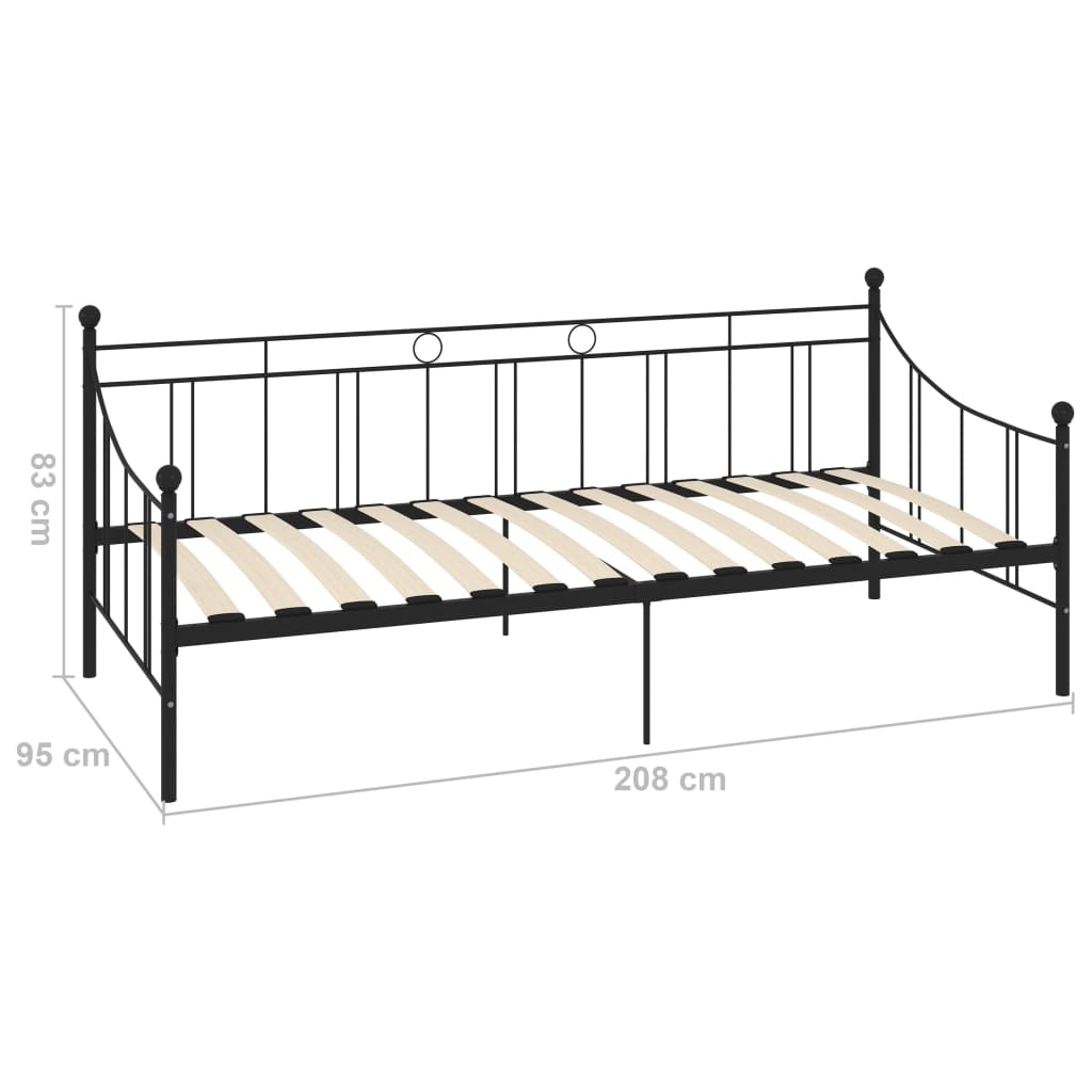 284669 vidaXL DayBed Frame without Mattress Black Metal 90x200 cm - Bargainia.com - 