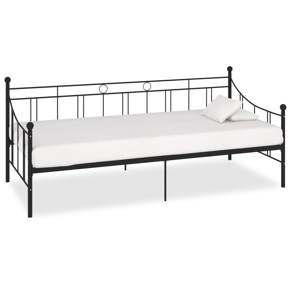284669 vidaXL DayBed Frame without Mattress Black Metal 90x200 cm - Bargainia.com - 