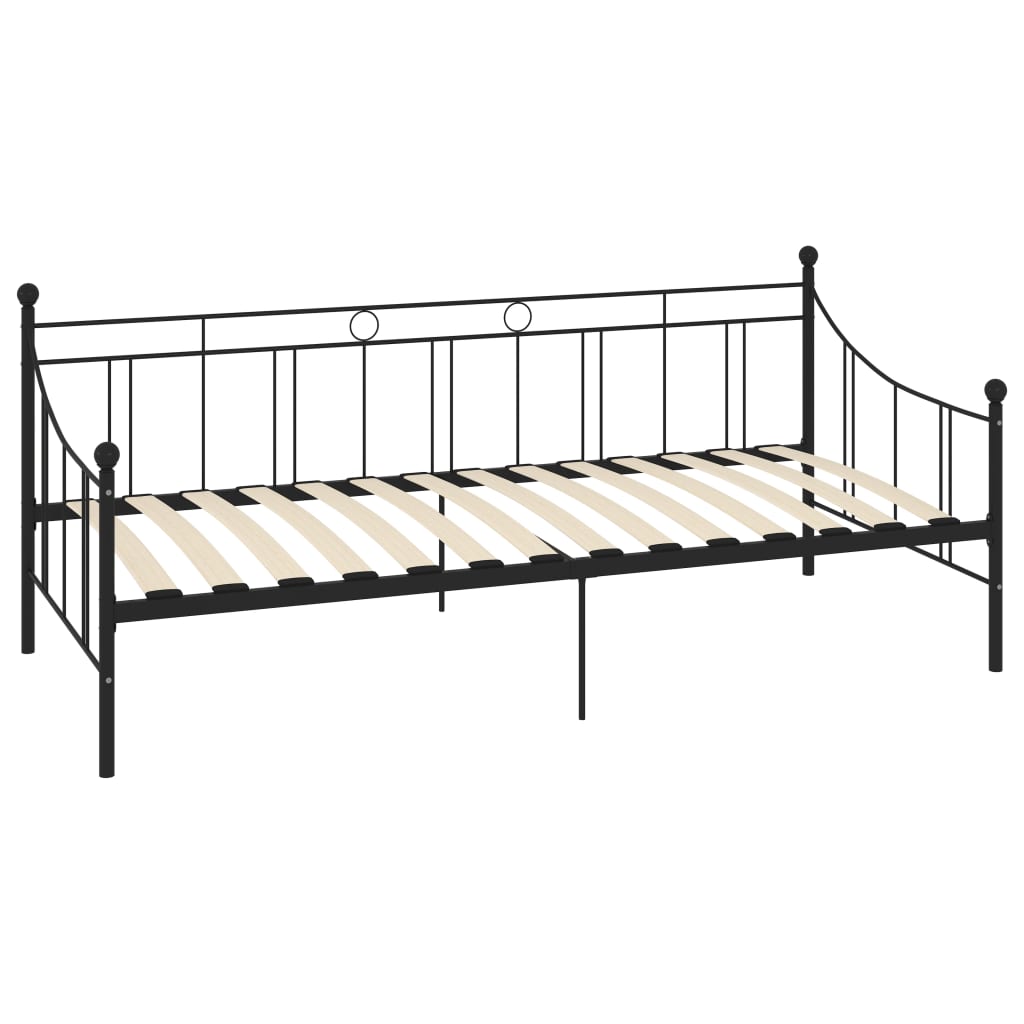 284669 vidaXL DayBed Frame without Mattress Black Metal 90x200 cm - Bargainia.com - 