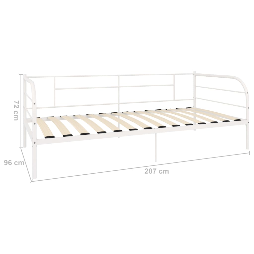284672 vidaXL DayBed Frame without Mattress White Metal 90x200 cm - Bargainia.com - 
