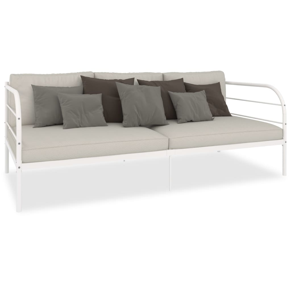284672 vidaXL DayBed Frame without Mattress White Metal 90x200 cm - Bargainia.com - 