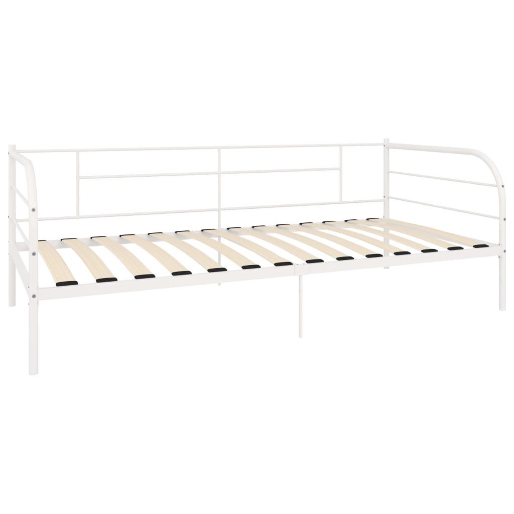 284672 vidaXL DayBed Frame without Mattress White Metal 90x200 cm - Bargainia.com - 