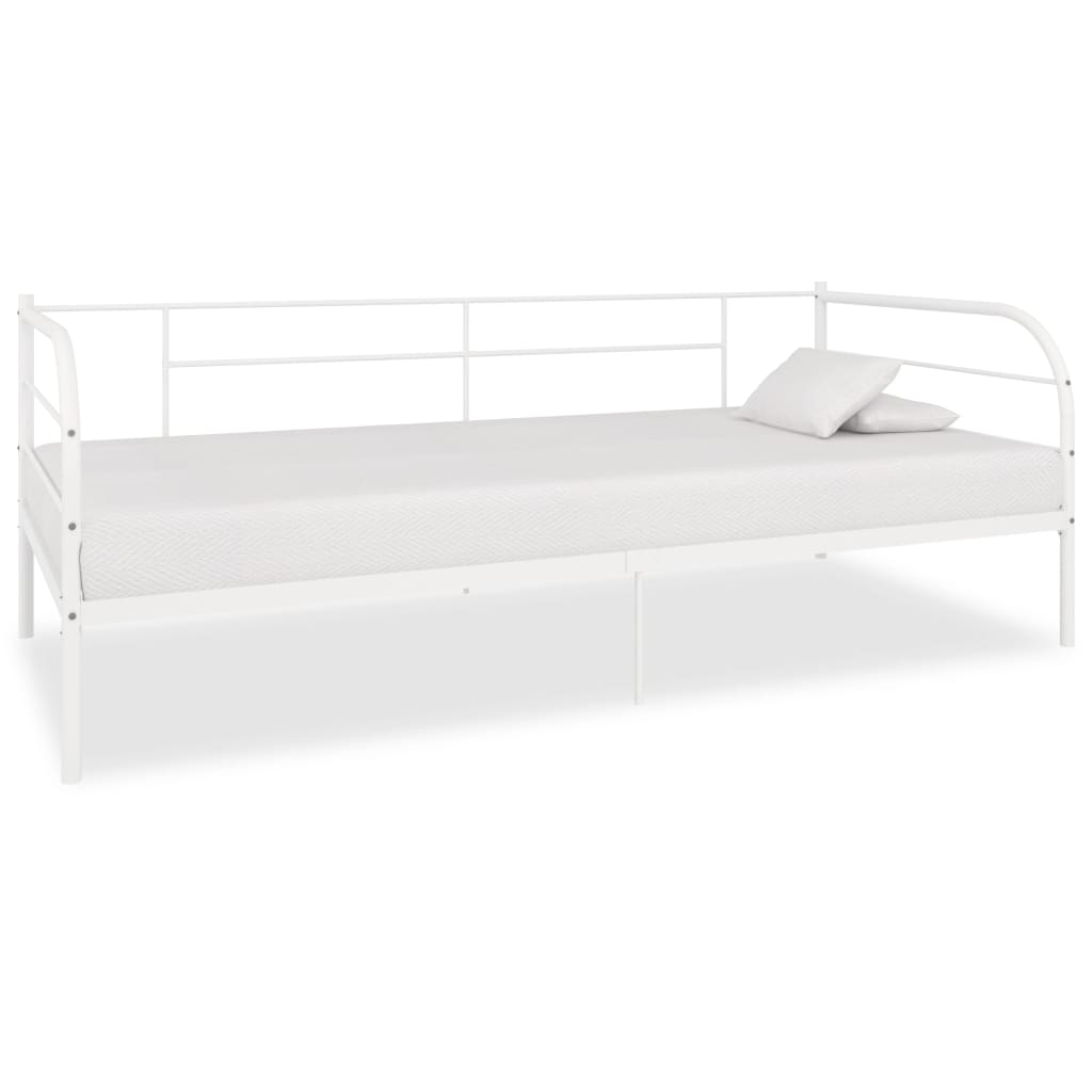 284672 vidaXL DayBed Frame without Mattress White Metal 90x200 cm - Bargainia.com - 