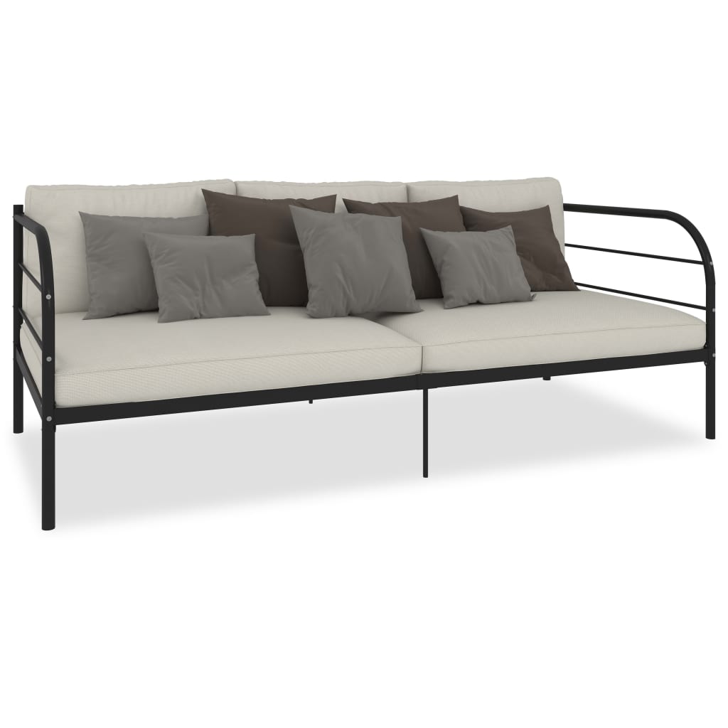 284673 vidaXL DayBed Frame without Mattress Black Metal 90x200 cm - Bargainia.com - 