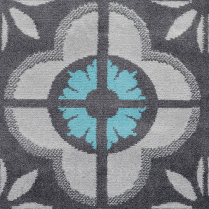 Blue & Grey Floral Tiles Stair Runner / Kitchen Mat - Texas (Custom Sizes Available)-5056150271550-Bargainia.com