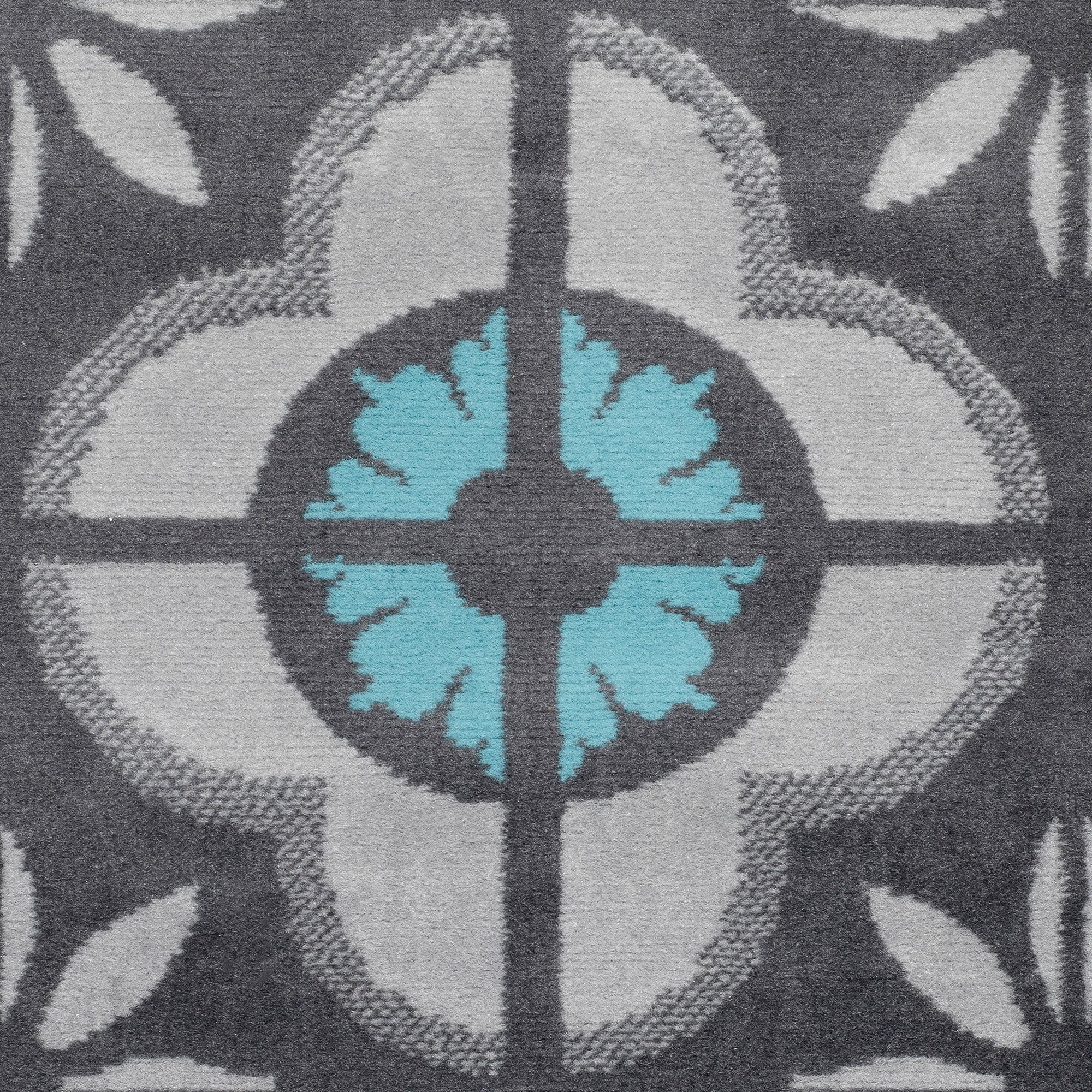 Hard Wearing Hessian Backed Stair Runner Kitchen Mat - Texas Blue & Grey Floral Stair Runner Rug Masters