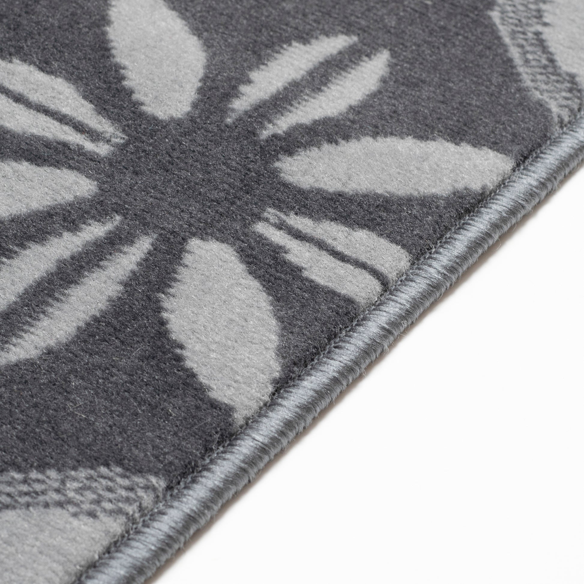 Hard Wearing Hessian Backed Stair Runner Kitchen Mat - Texas Blue & Grey Floral Stair Runner Rug Masters