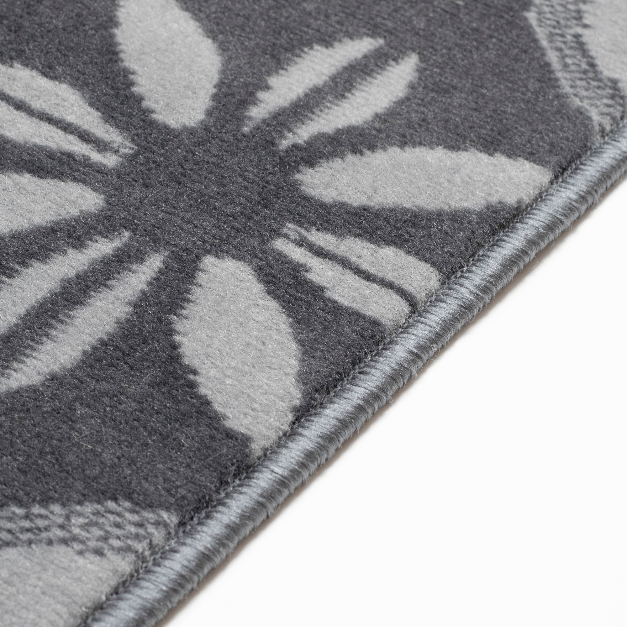 Hard Wearing Hessian Backed Stair Runner Kitchen Mat - Texas Blue & Grey Floral Stair Runner Rug Masters