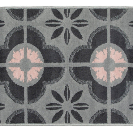 Pink & Grey Floral Tiles Stair Runner / Kitchen Mat - Texas (Custom Sizes Available)-5056150271437-Bargainia.com