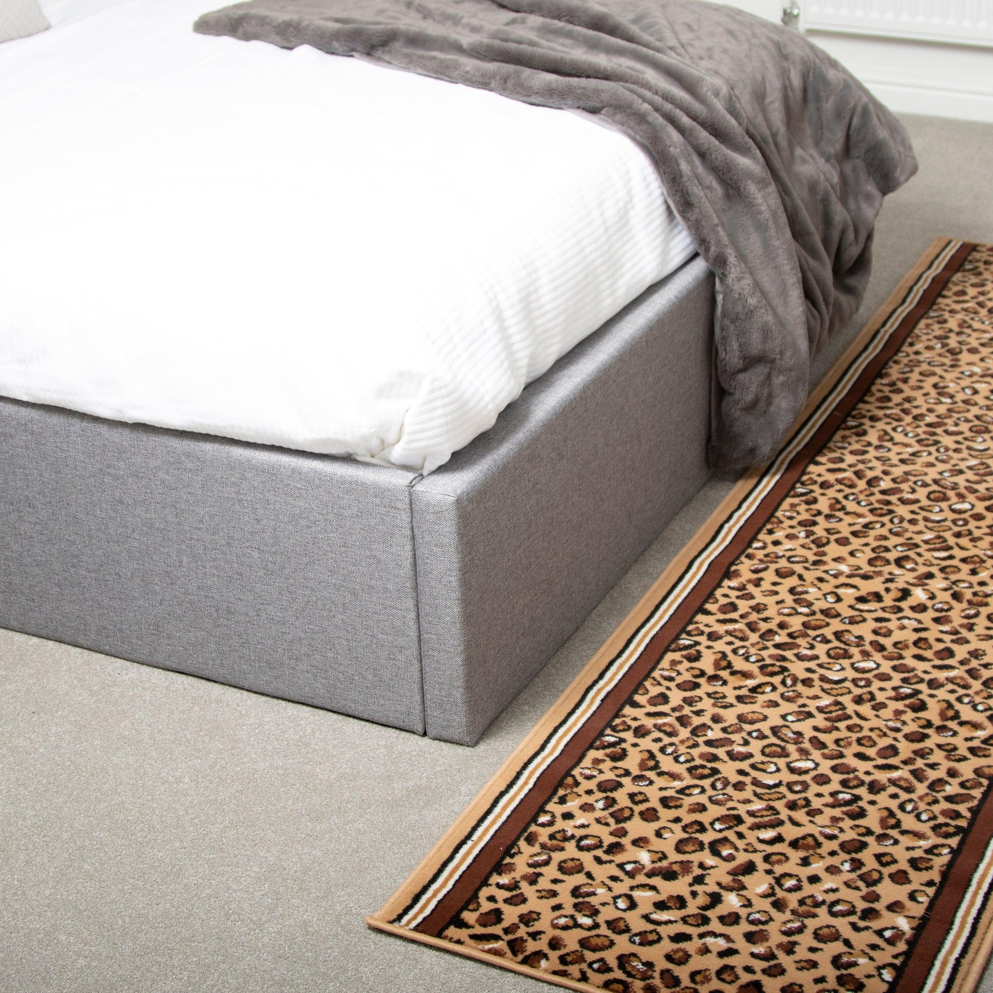 Hard Wearing Hessian Backed Stair Runner Kitchen Mat - Texas Leopard Print Stair Runner Rug Masters