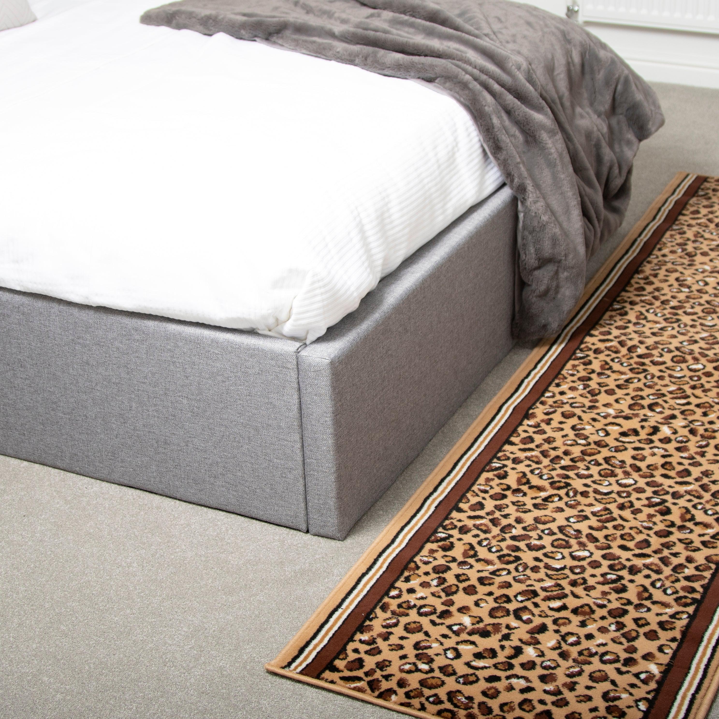 Hard Wearing Hessian Backed Stair Runner Kitchen Mat - Texas Leopard Print Stair Runner Rug Masters