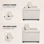 Enzo Corduroy Sofa Set, Cream 2 and 3 Seater Sofas with Adjustable Backs, Foam Cushions and Solid Wood Frame