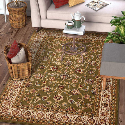 Green Traditional Floral Rug - Virginia