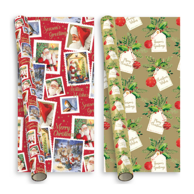 Wrapping Paper Christmas Traditional - 5M Assorted