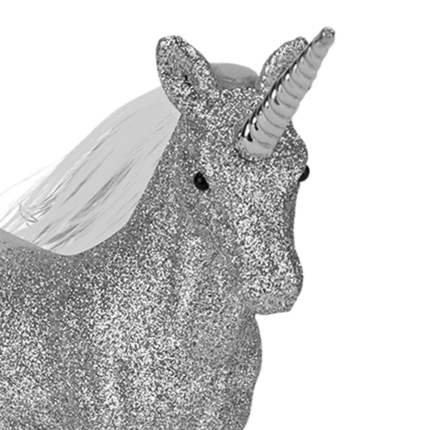 Silver Glitter Unicorn Christmas Ornament 20cm