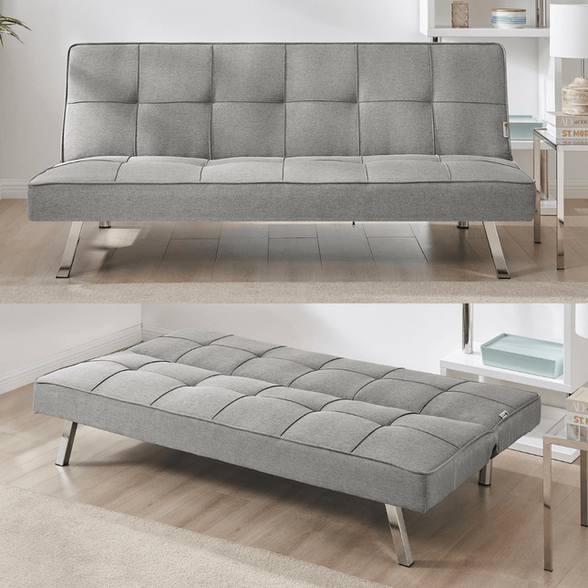 Britney Essentials 3 Seater Click Clack Sofa Bed - Grey-Bargainia.com