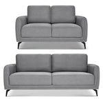 Brixton Grey 2 & 3 Seater Sofa Set - Modern Fabric Sofa Suite with Steel Legs