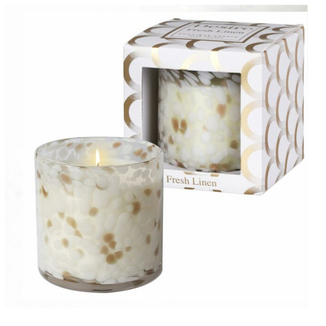 Fresh Linen Scented Glass Soy Wax Candle-5010792724171-Bargainia.com