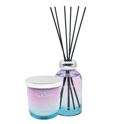 Ombre Fig & Lotus Ombre Glass Candle Or Reed Diffuser-Bargainia.com