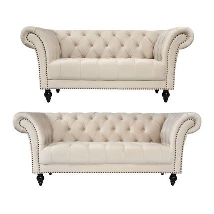 Cambridge Chesterfield Sofa Suite - Velvet Cream