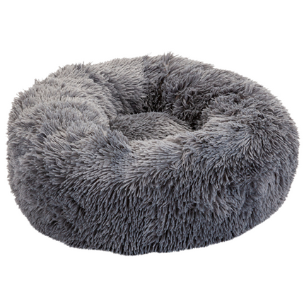 Super Soft Fluffy Comfort Calming Donut Dog Cat Grey Bed 50/60cm-5050565587466-Bargainia.com