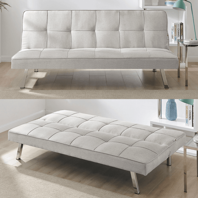 Britney Essentials 3 Seater Click Clack Sofa Bed - Cream-Bargainia.com