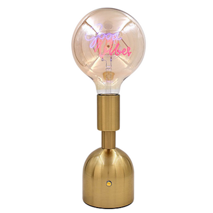 Good Vibes LED Neon Text Brass Accent Decorative Lamp-5010792734279-Bargainia.com