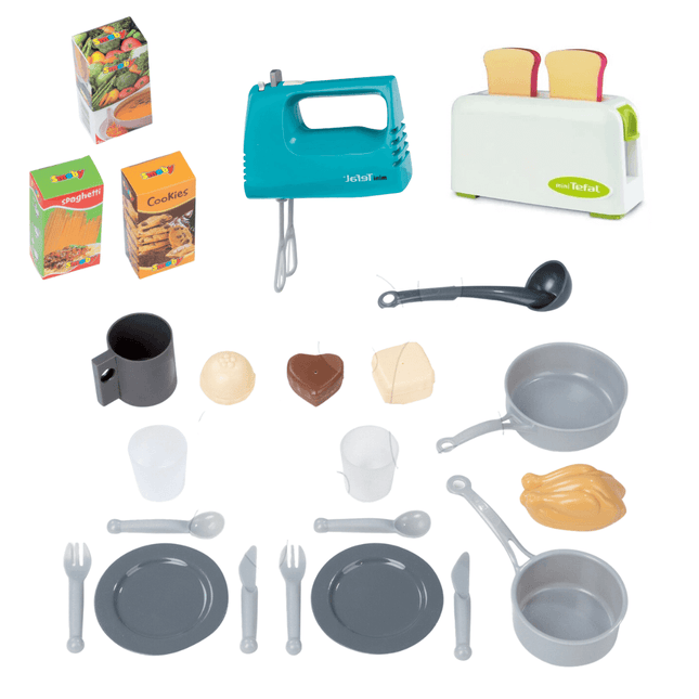 Smoby Tefal Cheftronic Play Kitchen With Realistic Sounds & 24 Accessories, Whisk & Toaster-3032163114086-Bargainia.com