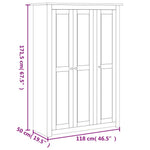 3 - Door Wardrobe 118x50x171.5 cm Pine Panama Range - Bargainia.com - 