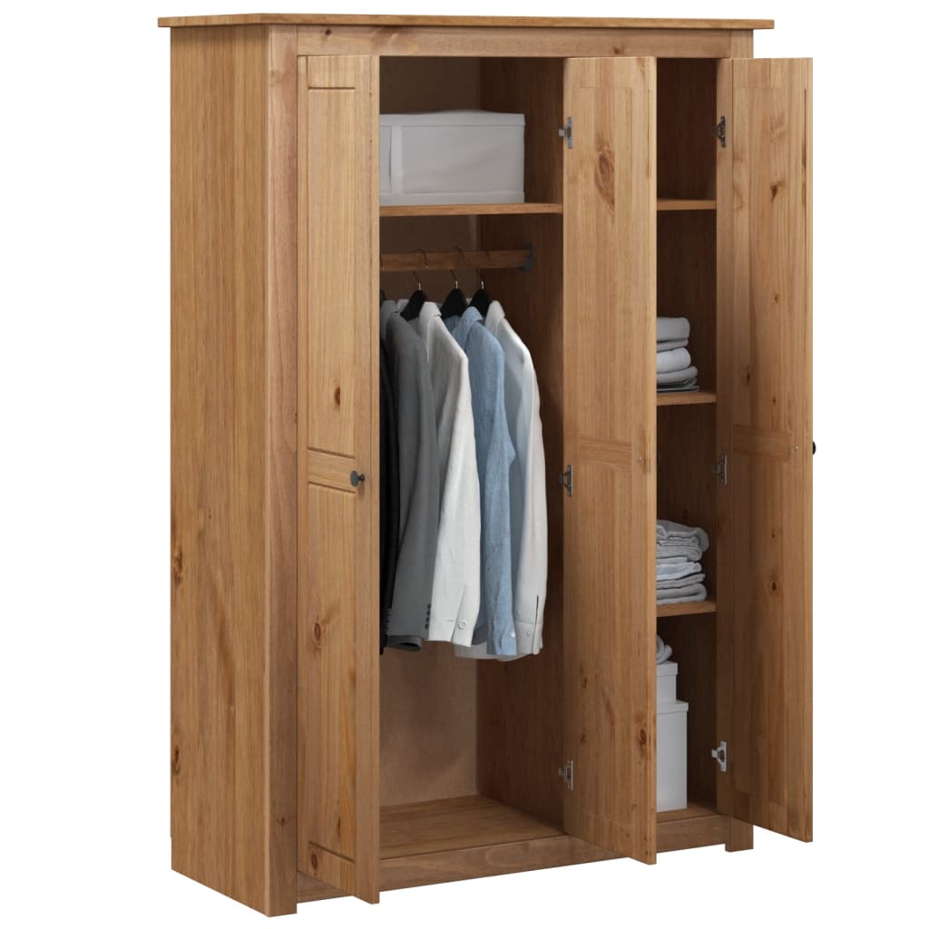 3 - Door Wardrobe 118x50x171.5 cm Pine Panama Range - Bargainia.com - 