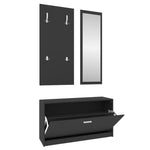 3 - in - 1 Shoe Cabinet Set Black Engineered Wood - Bargainia.com - 