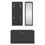 3 - in - 1 Shoe Cabinet Set Black Engineered Wood - Bargainia.com - 